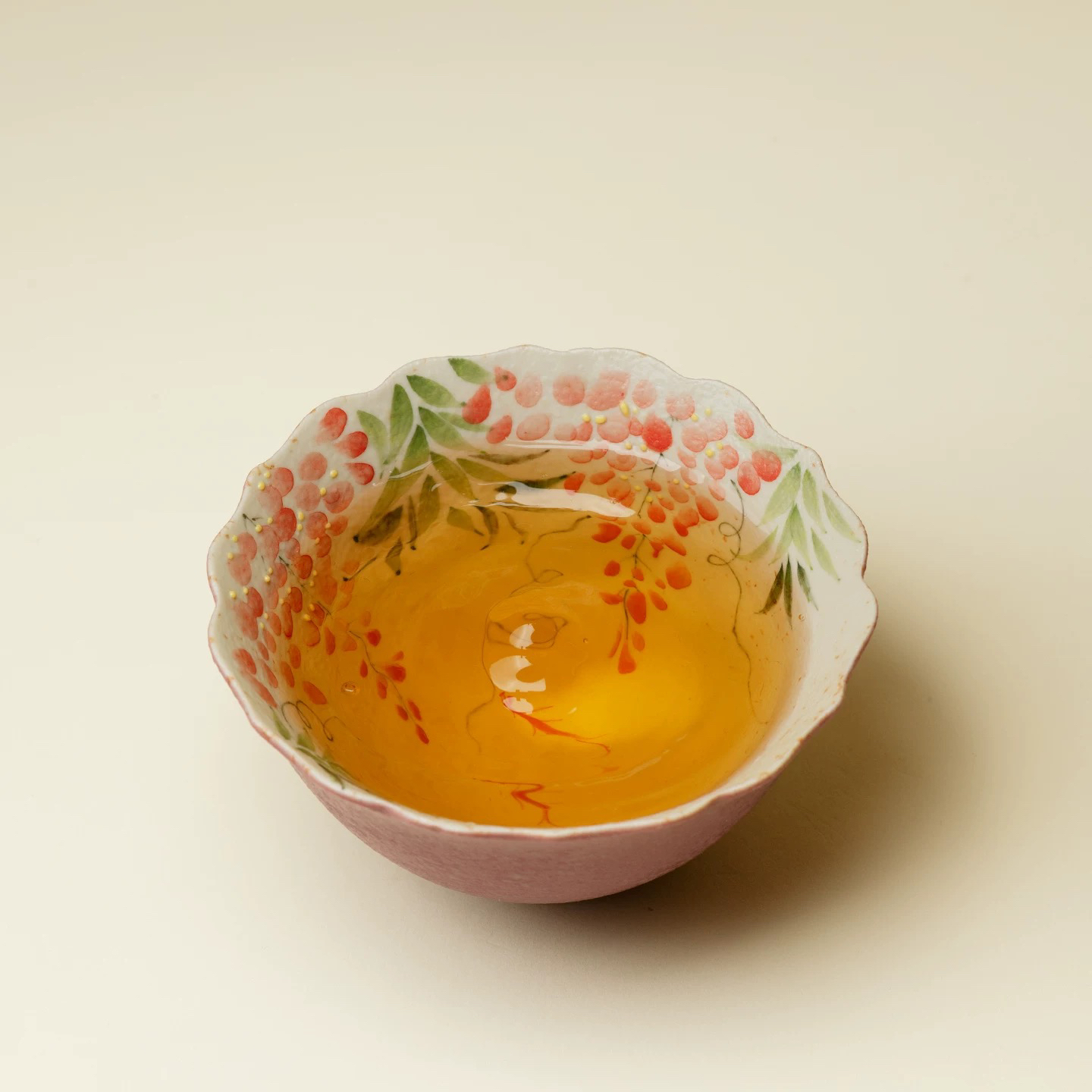 【焦糖釉紫藤戏鱼花口杯】主人杯复古手工花口茶盏创意功夫茶具茶杯