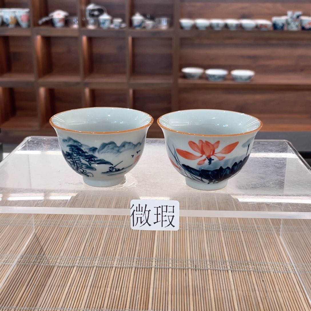 釉下手绘茶具微瑕