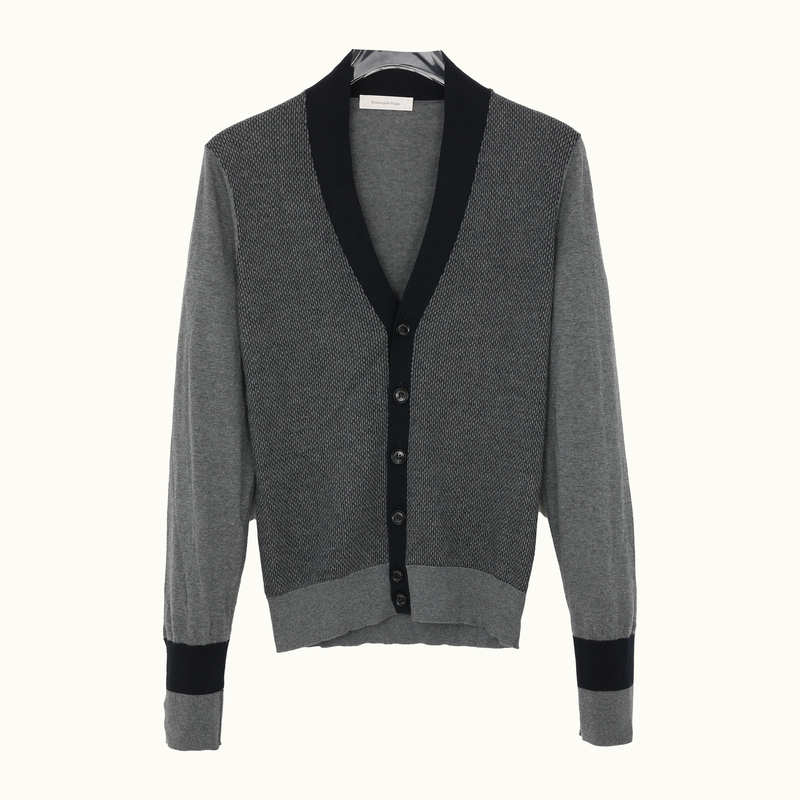 杰尼亚 ZEGNA EZ男士撞色羊毛针织开衫UDT98156282