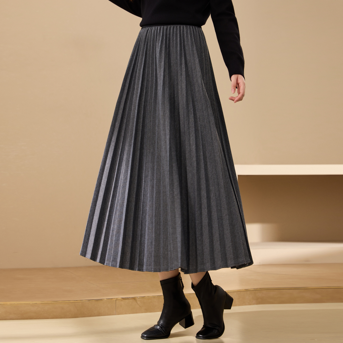 【优雅知性百褶半身裙】纤莉秀大码女装韩系时尚垂感百搭QK4213