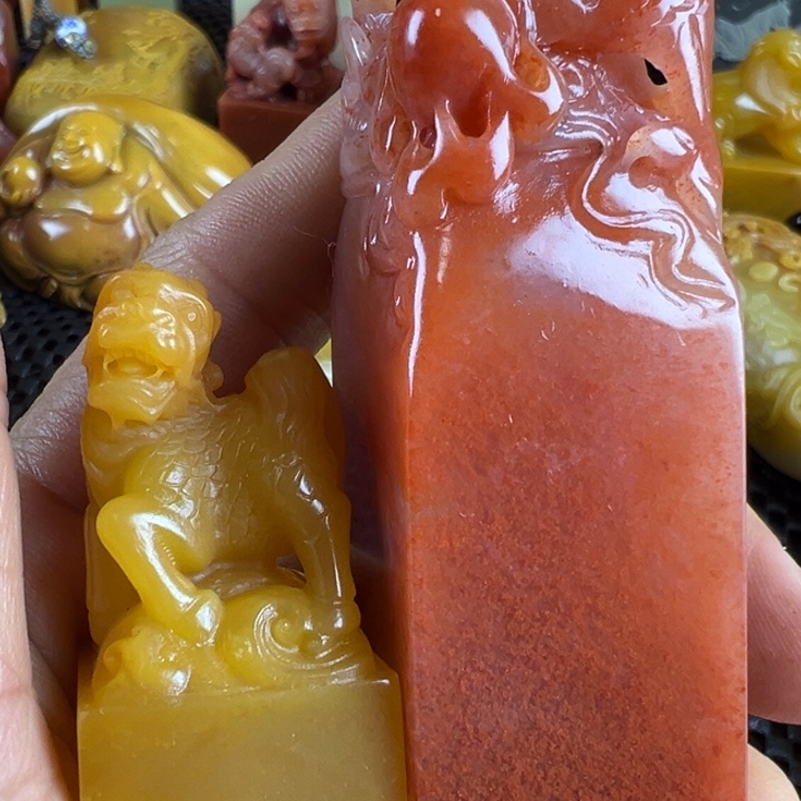 寿山石用****2水洞印章2个