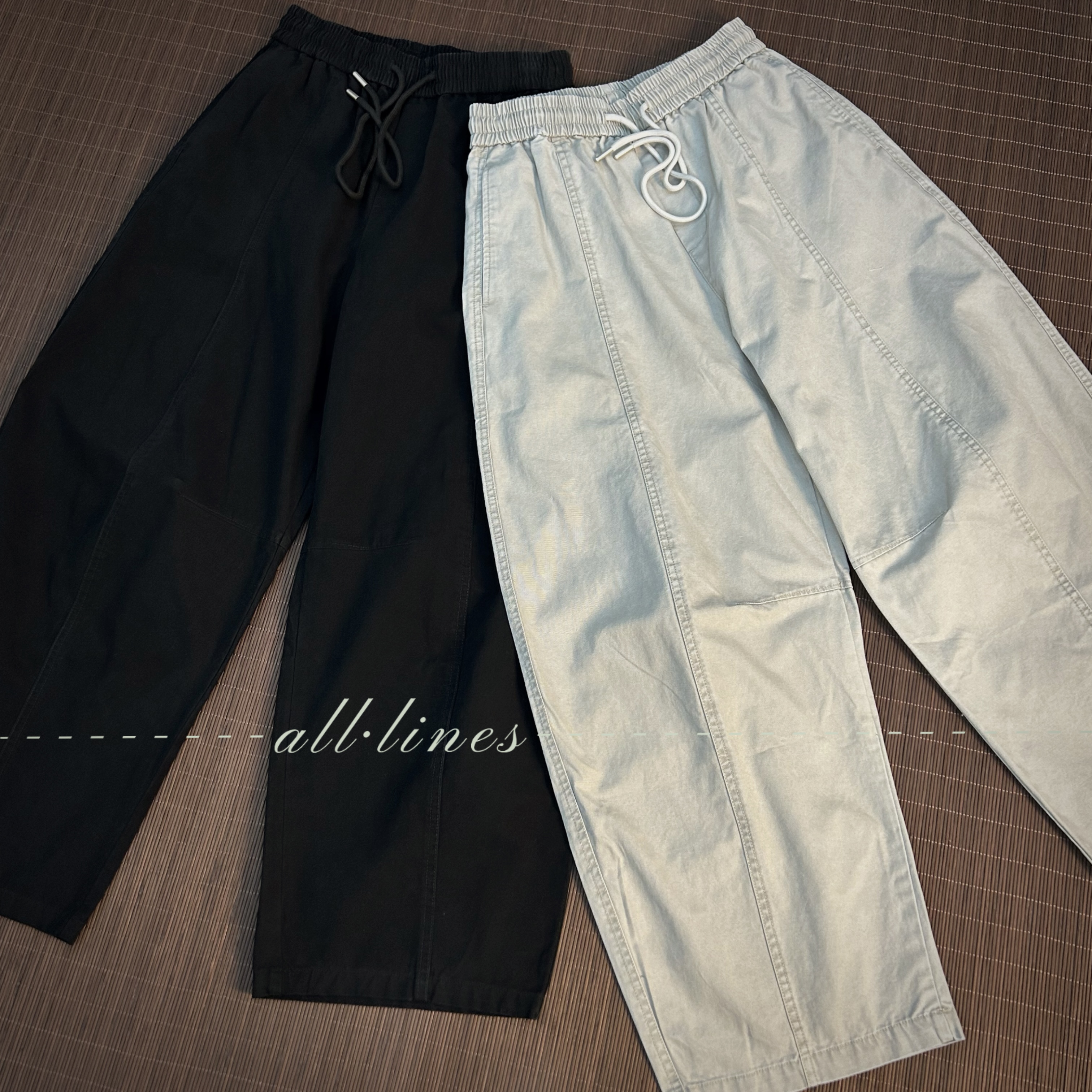 「颗粒工装」经典重工颗粒棉多裁片压褶款百搭休闲裤 Y-9017