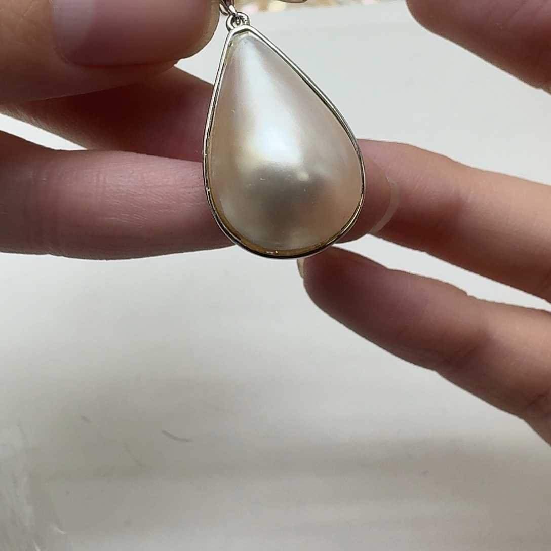 银S925镶嵌拼合珍珠（马贝珠）颈饰