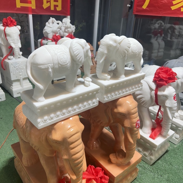 石雕大象一对高度30长度30宽度14