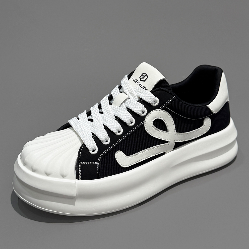 F25101新款男款增高百搭时尚休闲帆布鞋黑色男士透气低帮鞋