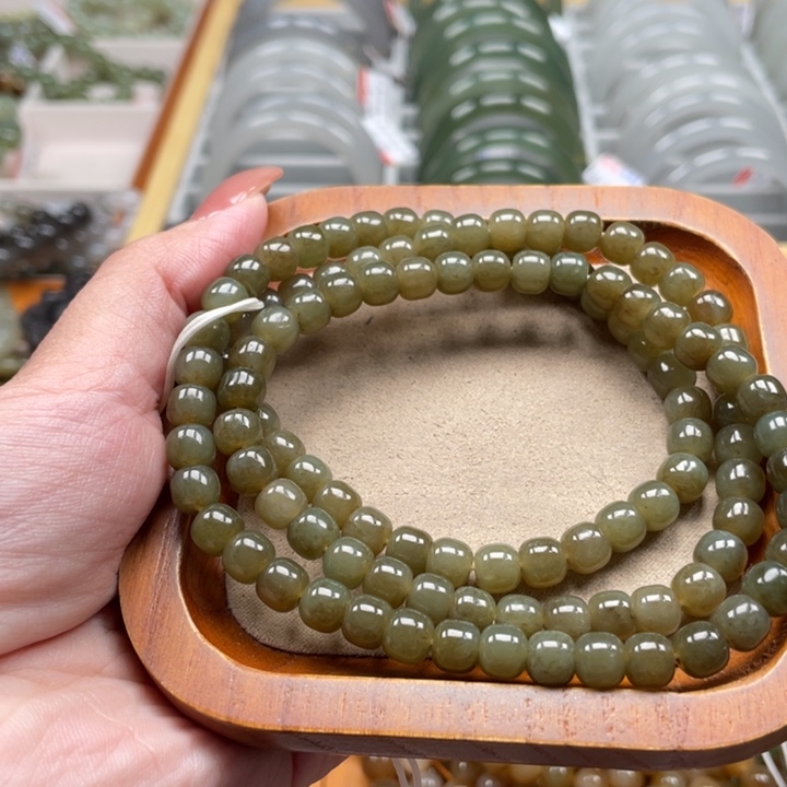 和田玉珠串6mm未镶嵌