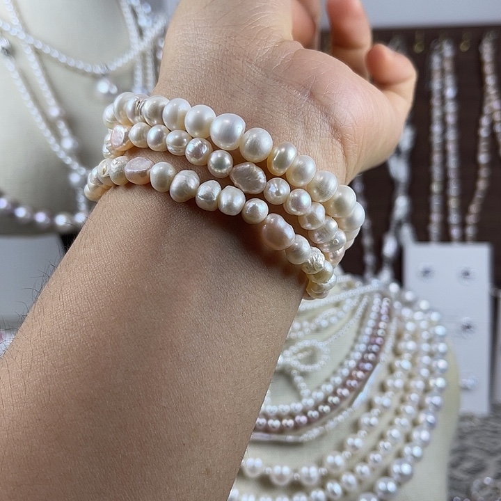 淡水珍珠银S925镶嵌手绳
