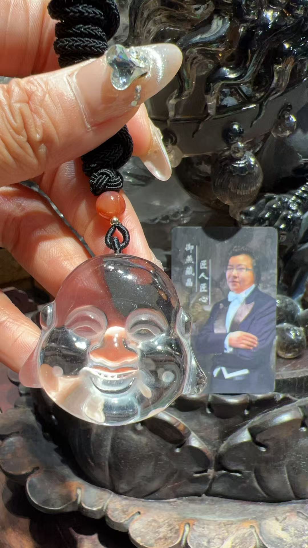 纯天然水晶佛吊坠