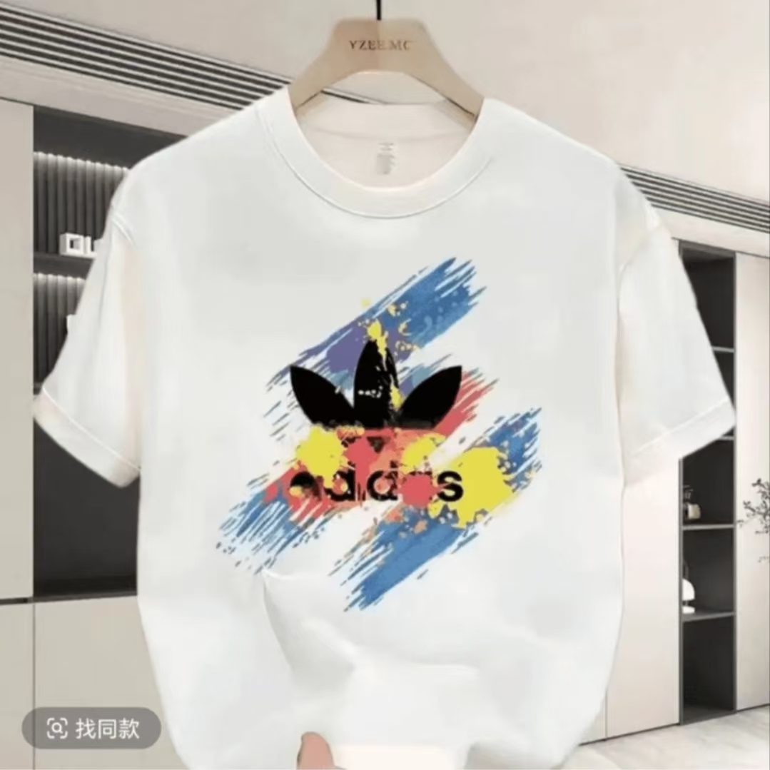 新款男士圆领短袖t恤潮流个性半袖2025夏季圆领正肩日常情侣