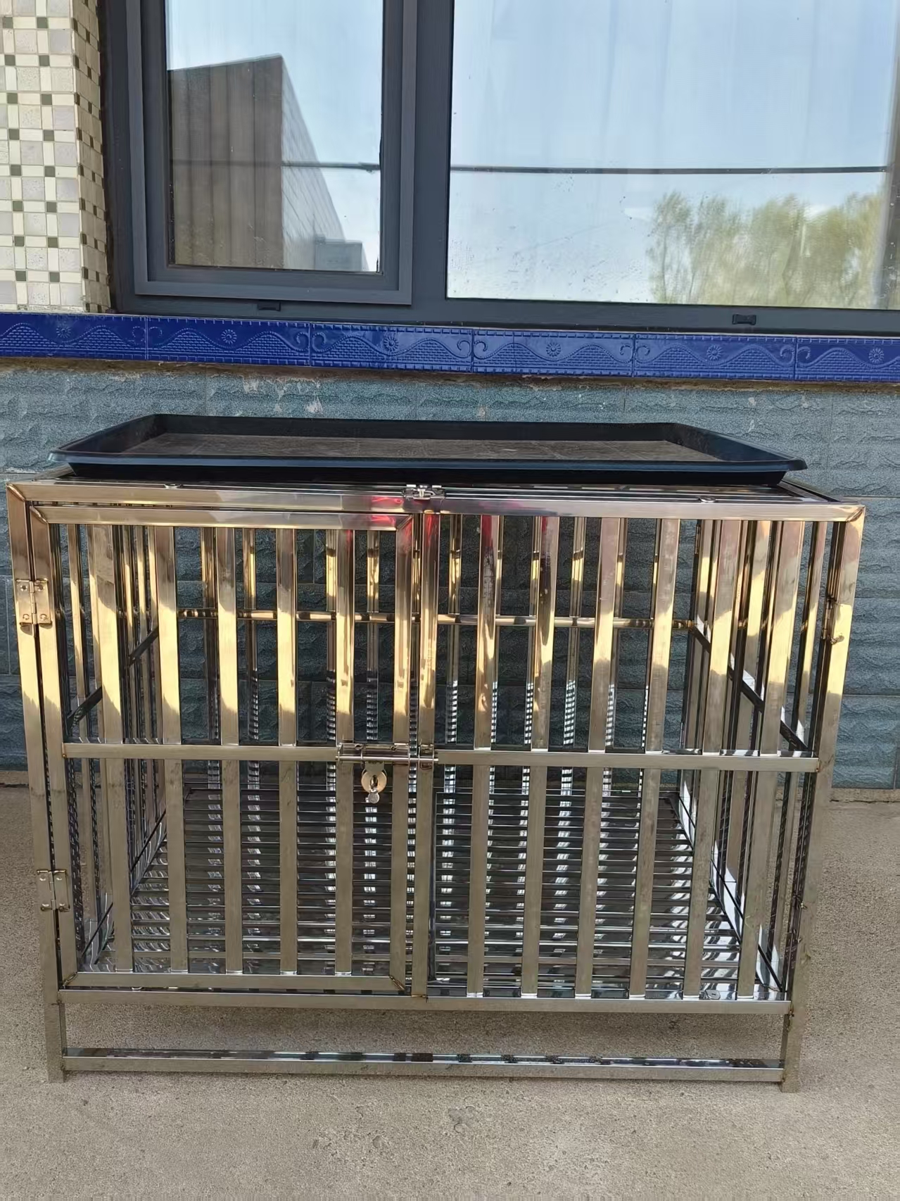 不锈钢狗笼子可折叠室内外加粗加厚宠物笼中大型狗笼金毛边牧笼子