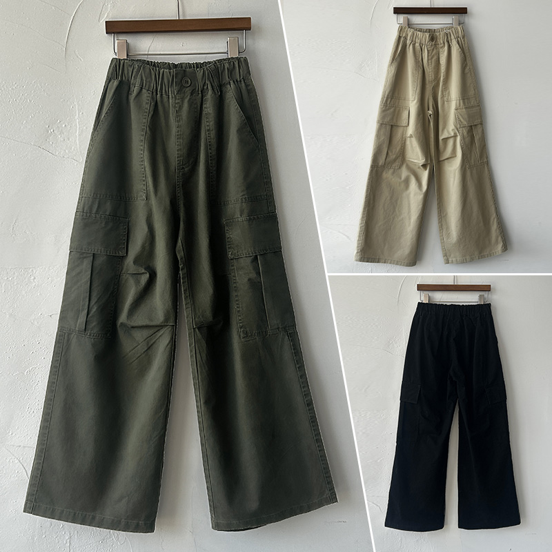 【三三】百搭极简风休闲裤工装裤春秋女童宽松休闲裤女童005韩版