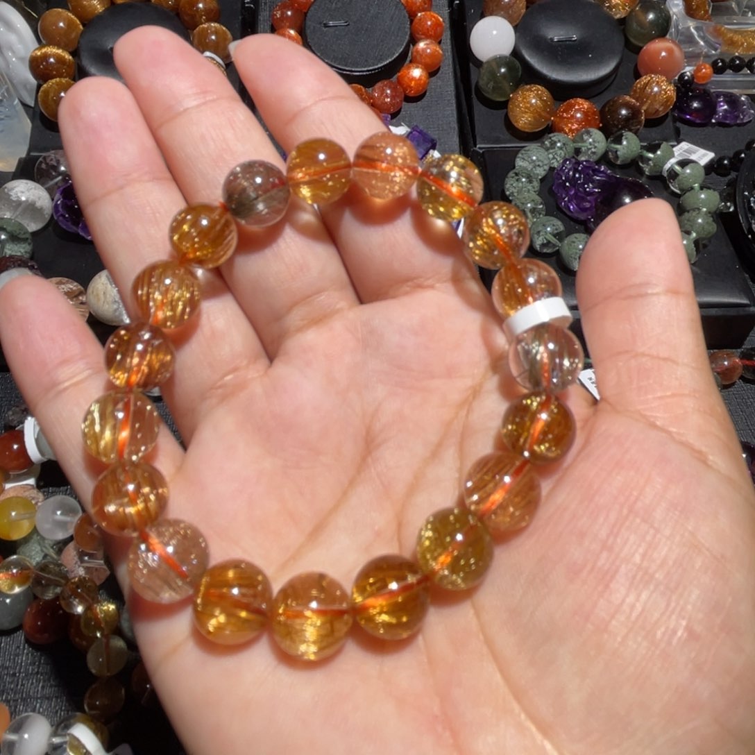 水晶手链未镶嵌维*儿发晶多宝10.5mm左右