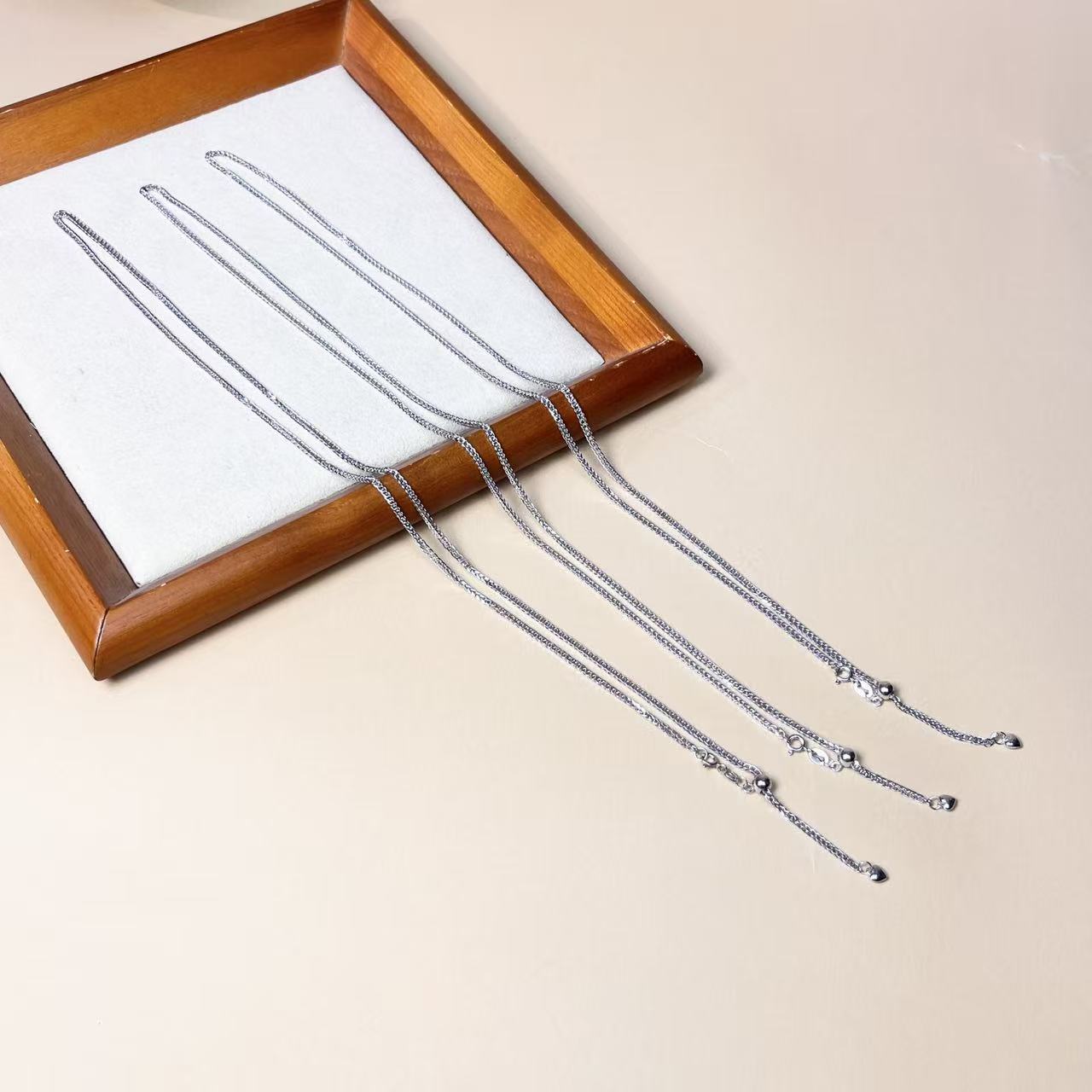 链子925银 925银抽拉肖邦可调节60厘米经典简约百搭女士素链