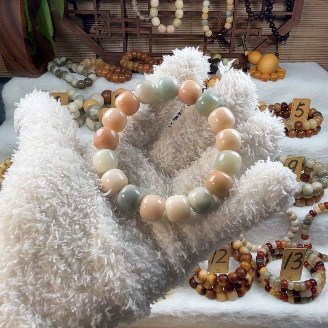 菩提根/象牙果手串卡13薄荷糖粉色