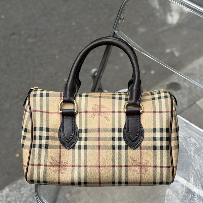 95新 BURBERRY/博柏利 格纹战马波士顿手提包