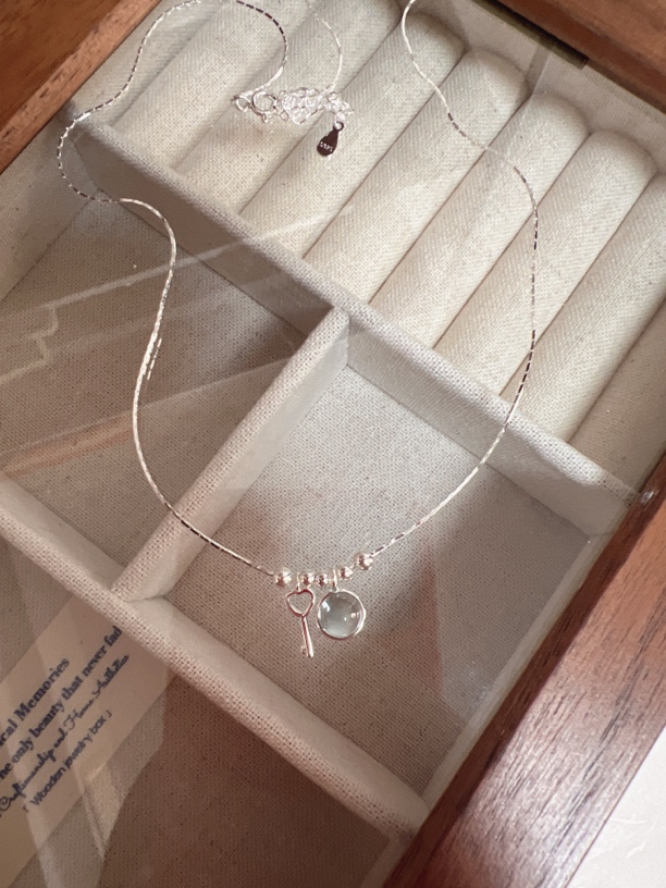 坠链均925银亚克力 日系厂时尚百搭蓝色海洋风蛇骨银项链