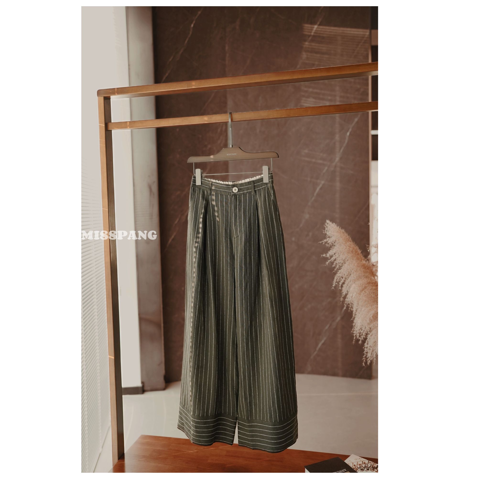 休闲百搭条纹直通阔腿裤