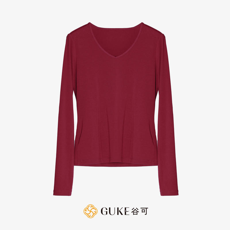 GKE/谷可TC837 V领针织衫女2024秋冬新款百搭修身显瘦长袖打底衫