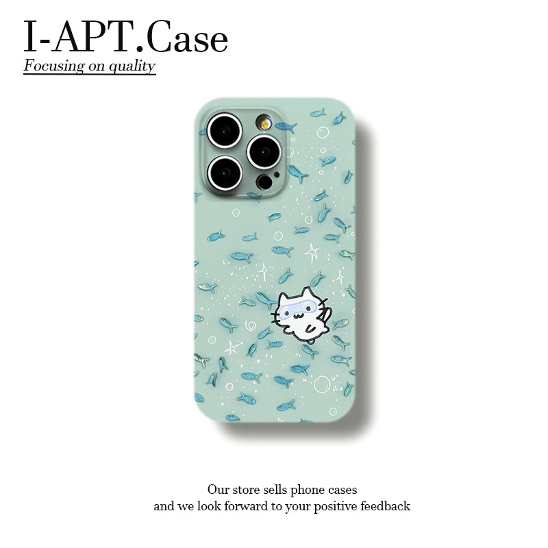 小猫鱼群菲林硬壳手机壳男女适用苹果17/华为/oppo/小米/vivo