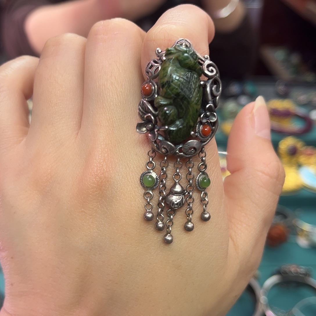 翡翠银S925镶嵌戒指