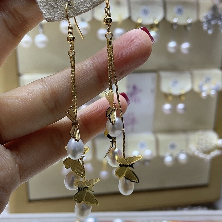 淡水珍珠耳饰银S925镶嵌