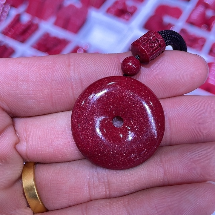 天然辰砂紫金砂2.8平安扣吊坠