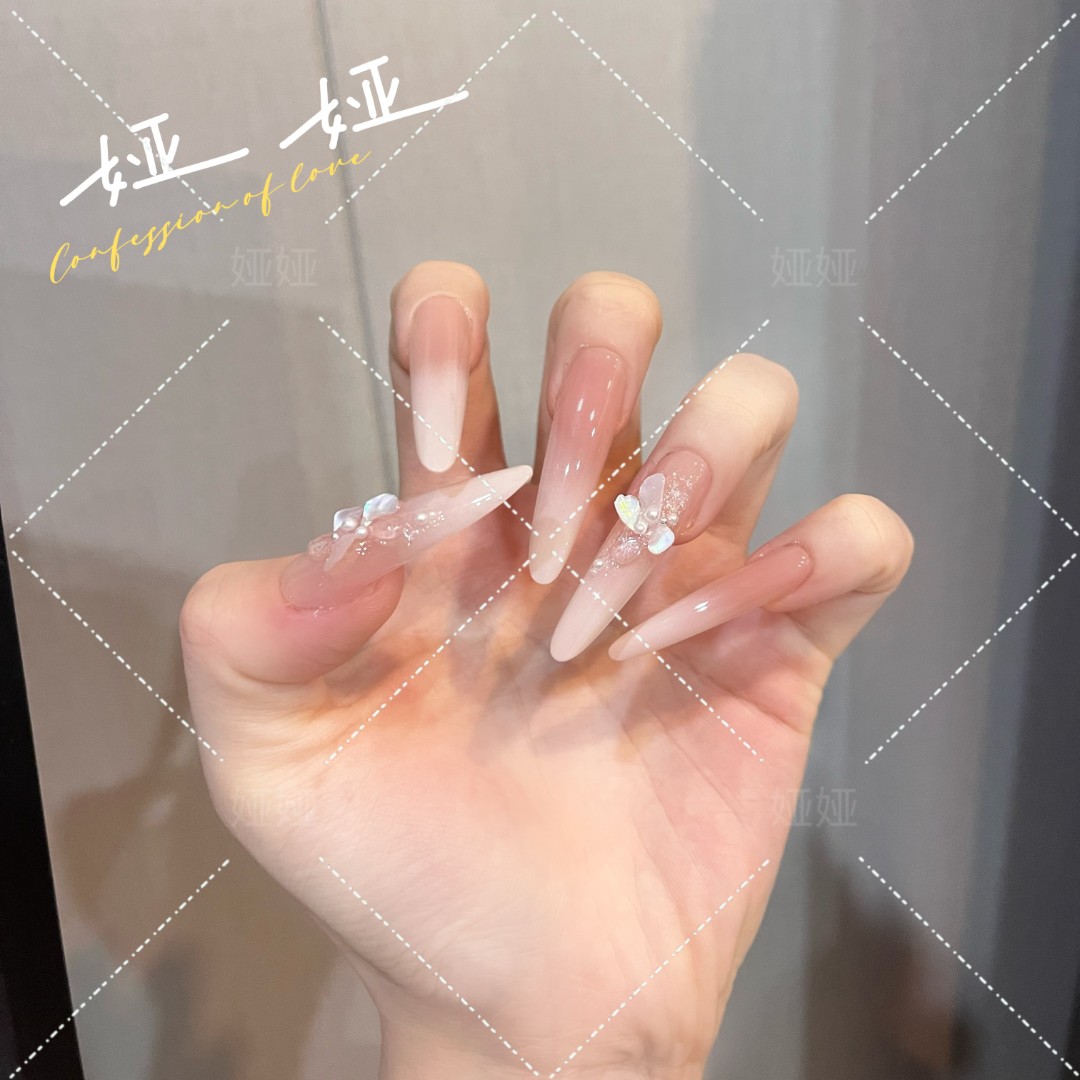 【乳白冰花】秋冬爆款纯手工渐变猫眼显白穿戴甲片