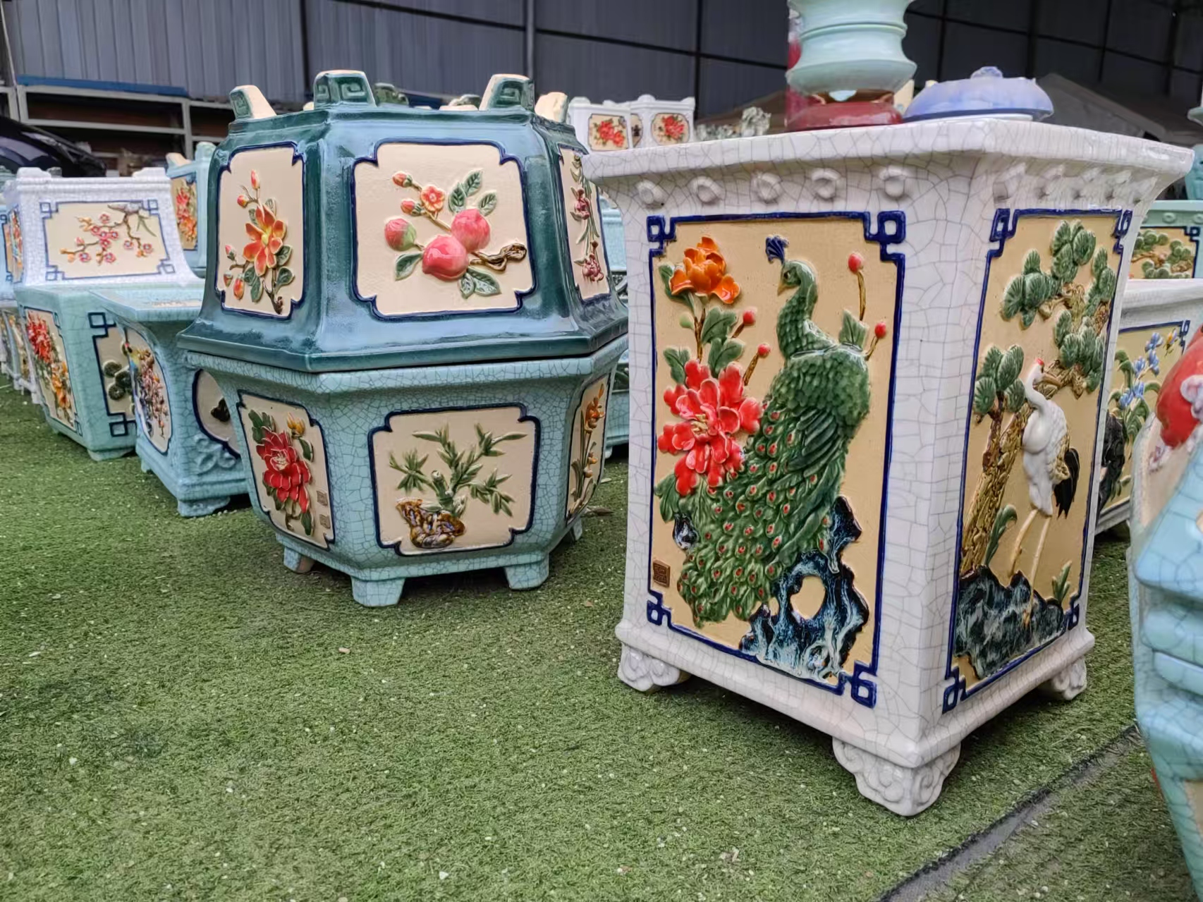 (直播下单)岭南石湾花盆釉面陶瓷有孔疏水透气广东中式盆景专用盆