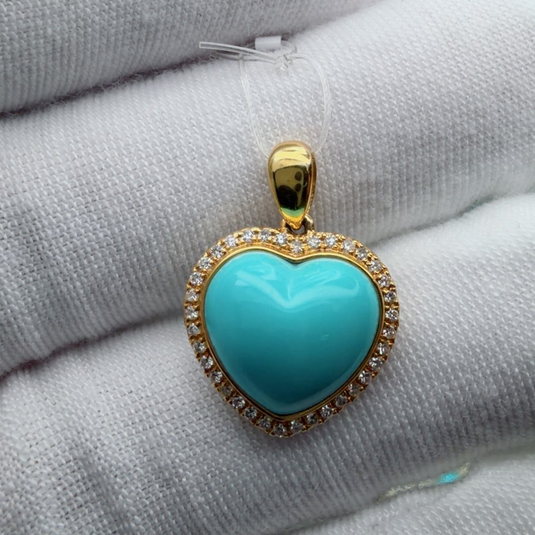 绿松石18K金镶嵌珠宝奇石