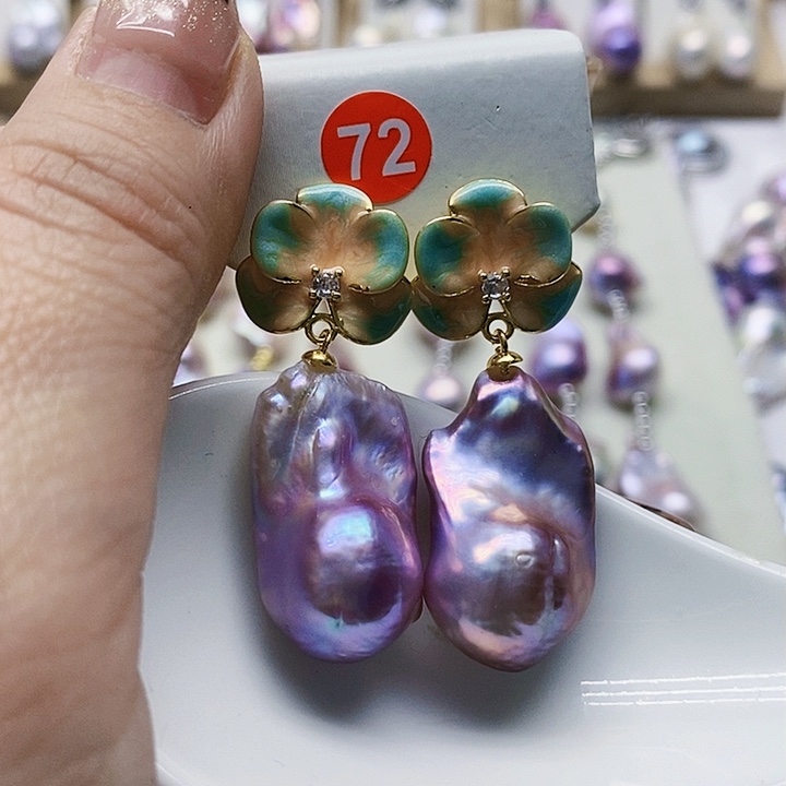 银S925镶嵌耳饰淡水珍珠