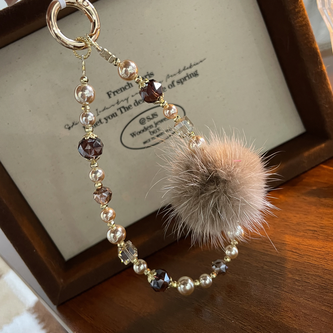 6615咖色毛绒原创手机链