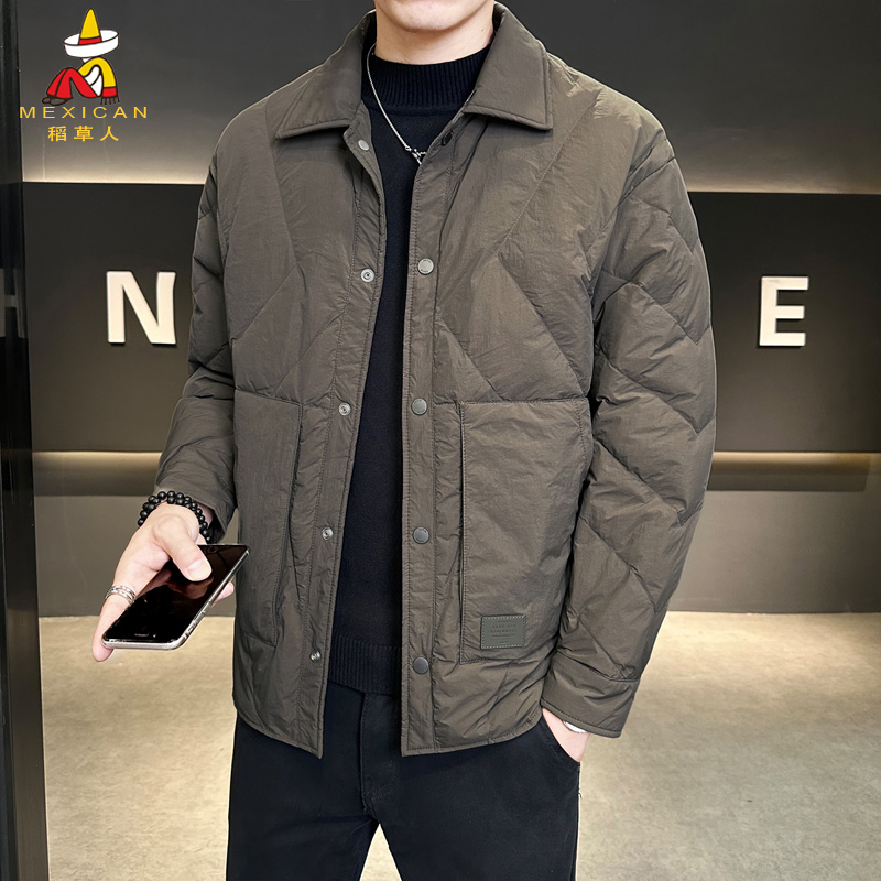稻草人高端夹克式轻薄羽绒服男装秋冬季韩版潮流宽松保暖男士外套