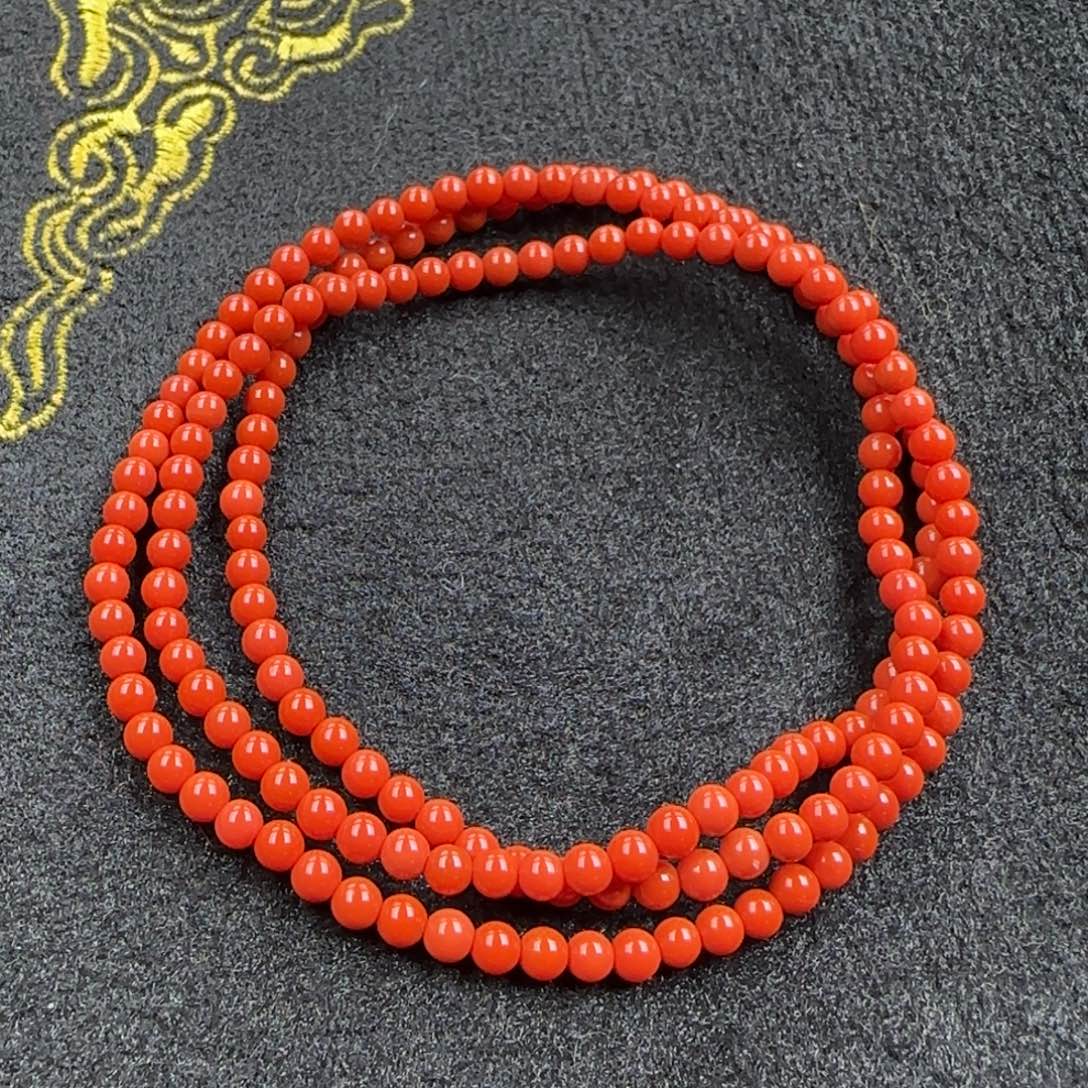 南红玛瑙未镶嵌手串满色满肉4mm锦红多圈