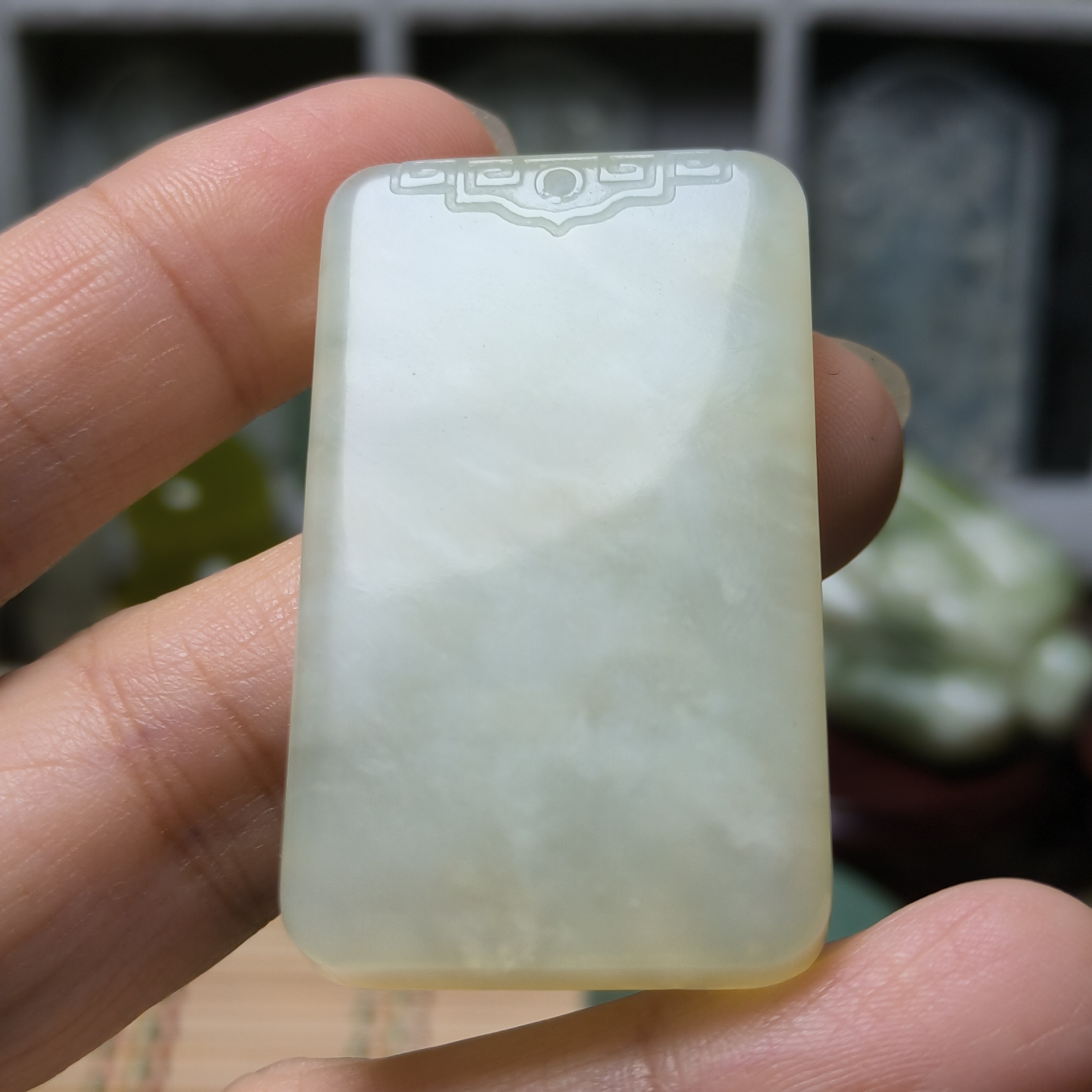 天然岫玉精品高冰古风平安无事牌吊坠挂件