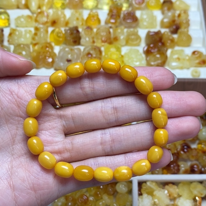 琥珀未镶嵌裸石枣珠手串