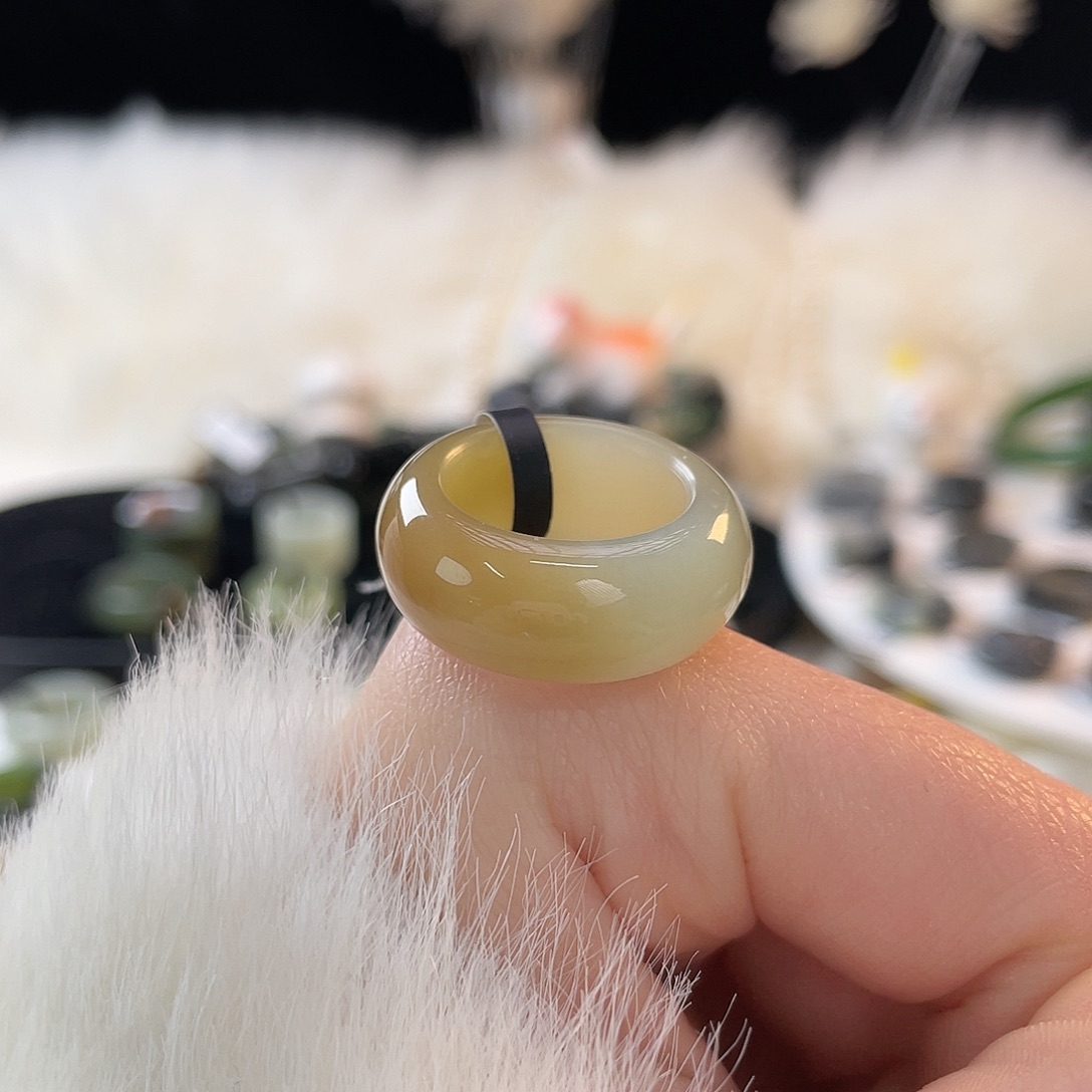 和田玉未镶嵌戒指k87 蓝糖半山水轮胎16.2mm