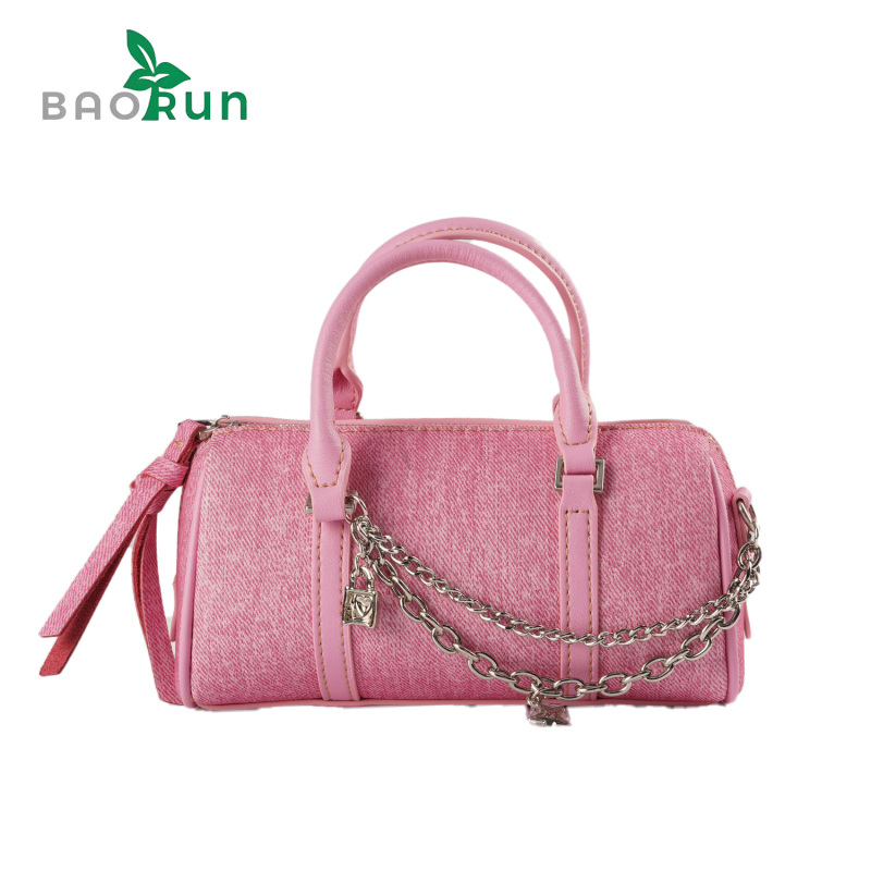 【牛仔波斯顿链条包-原创】时尚双手柄休闲百搭横版托特包