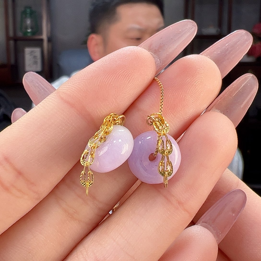 翡翠耳饰银S925镶嵌耳环49