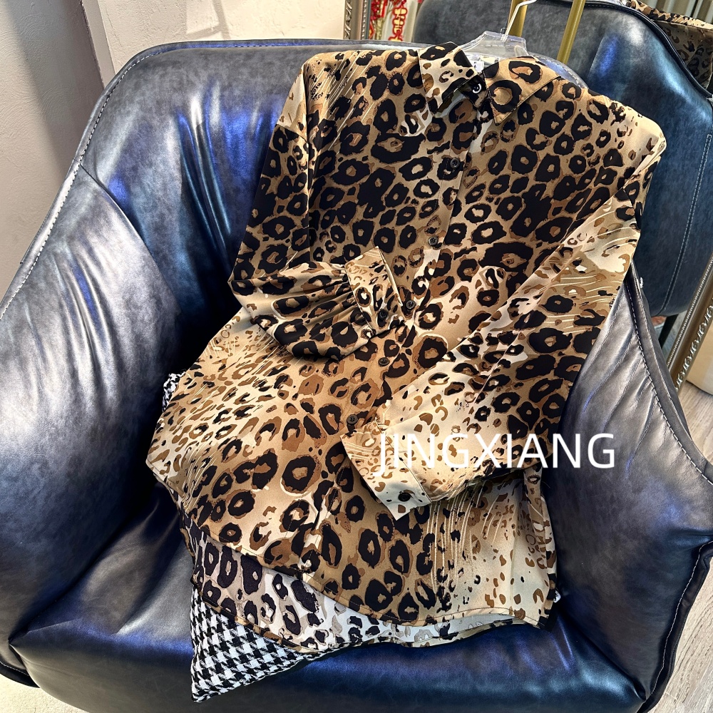 AOSER千金风时尚百搭长袖豹纹洋气女装衬衫562