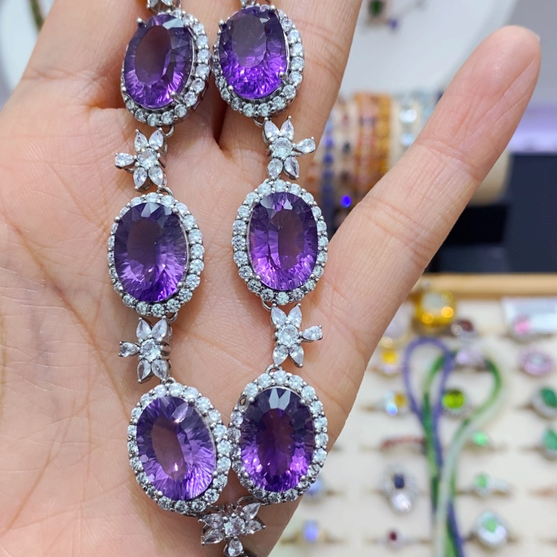 紫晶颈饰银S925镶嵌不退不换价格