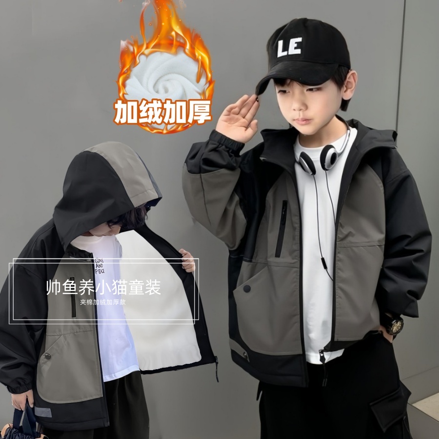 【反季清仓】男童外套加绒加厚儿童冬季棉服2025新款中大童冬装棉衣