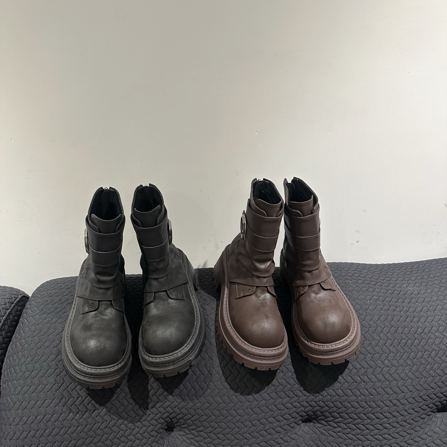 2025秋冬新品百搭系带中筒女休闲瘦瘦靴厚底女鞋休闲圆头马丁靴