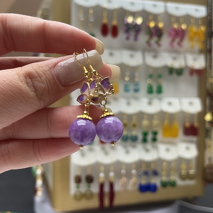 玛瑙/玉髓合金耳钉