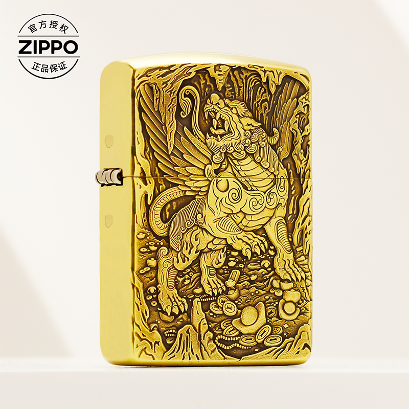 ZIPPO/之宝打火机【天禄貔貅】黄铜盔甲机原装正品煤油机DYJ1