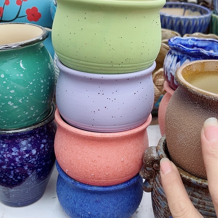 多肉绿植陶瓷花盆9.9包邮，有孔