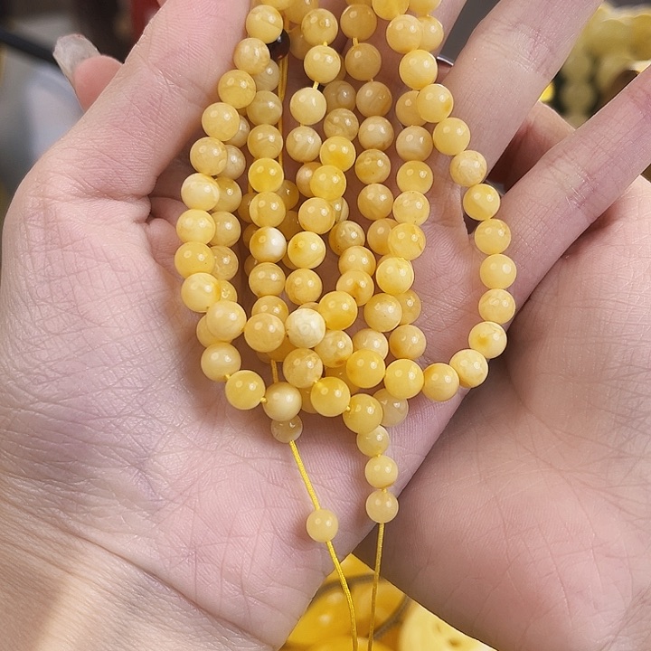 未镶嵌琥珀裸石开***L白蜡108配链6mm+15.6g