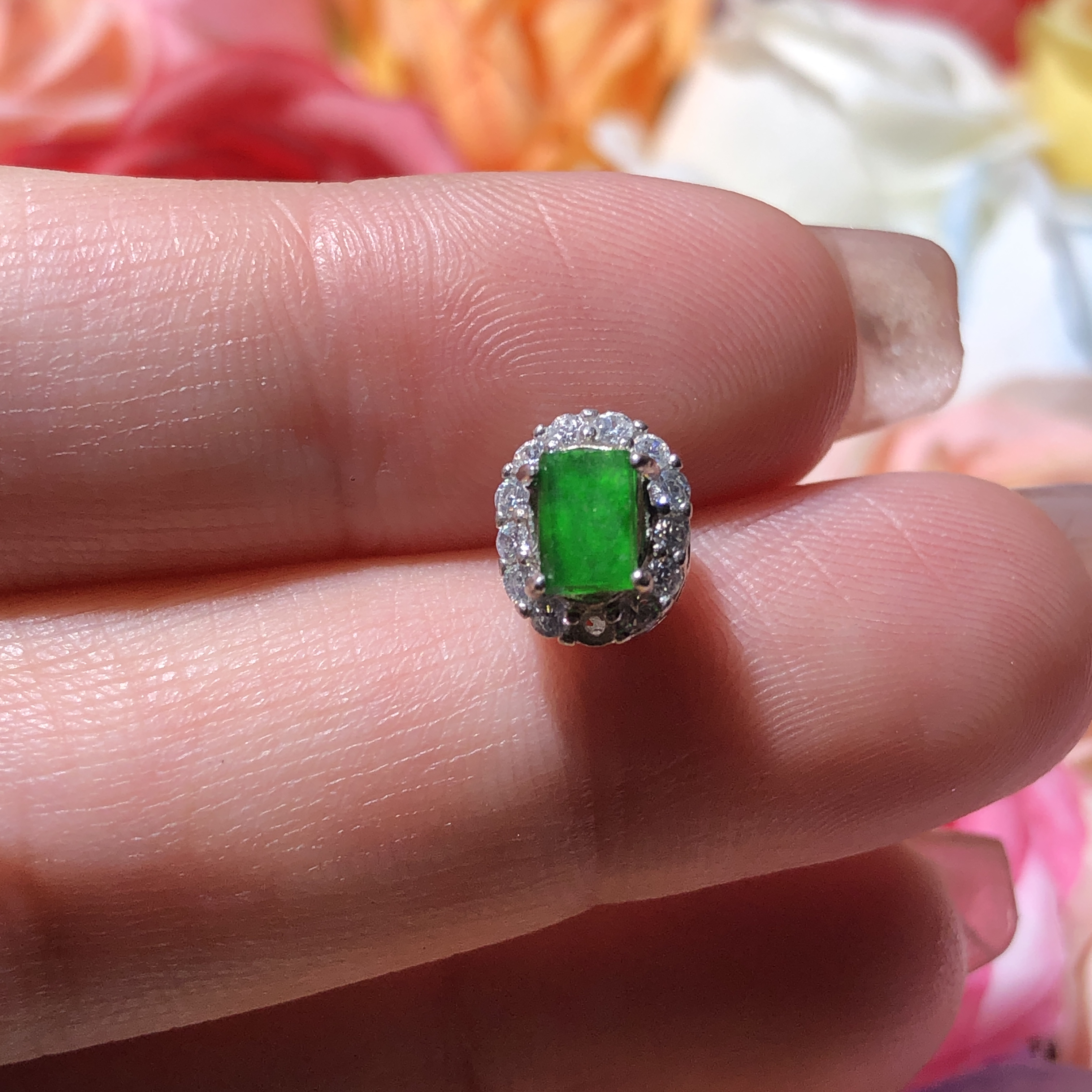 天然缅甸翡翠A货吊坠s925银翡翠潘朵拉批发零售