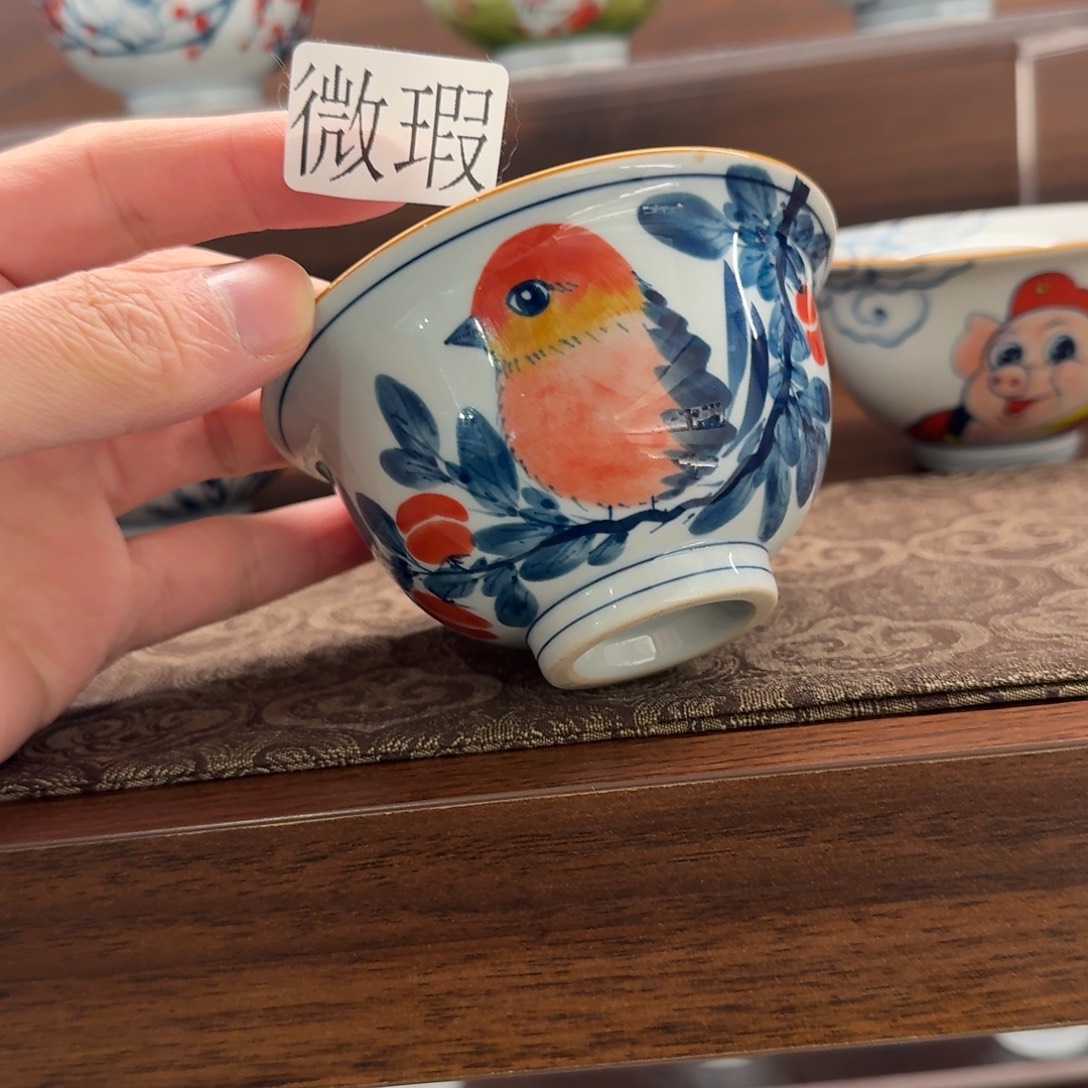 釉下手绘茶具微瑕