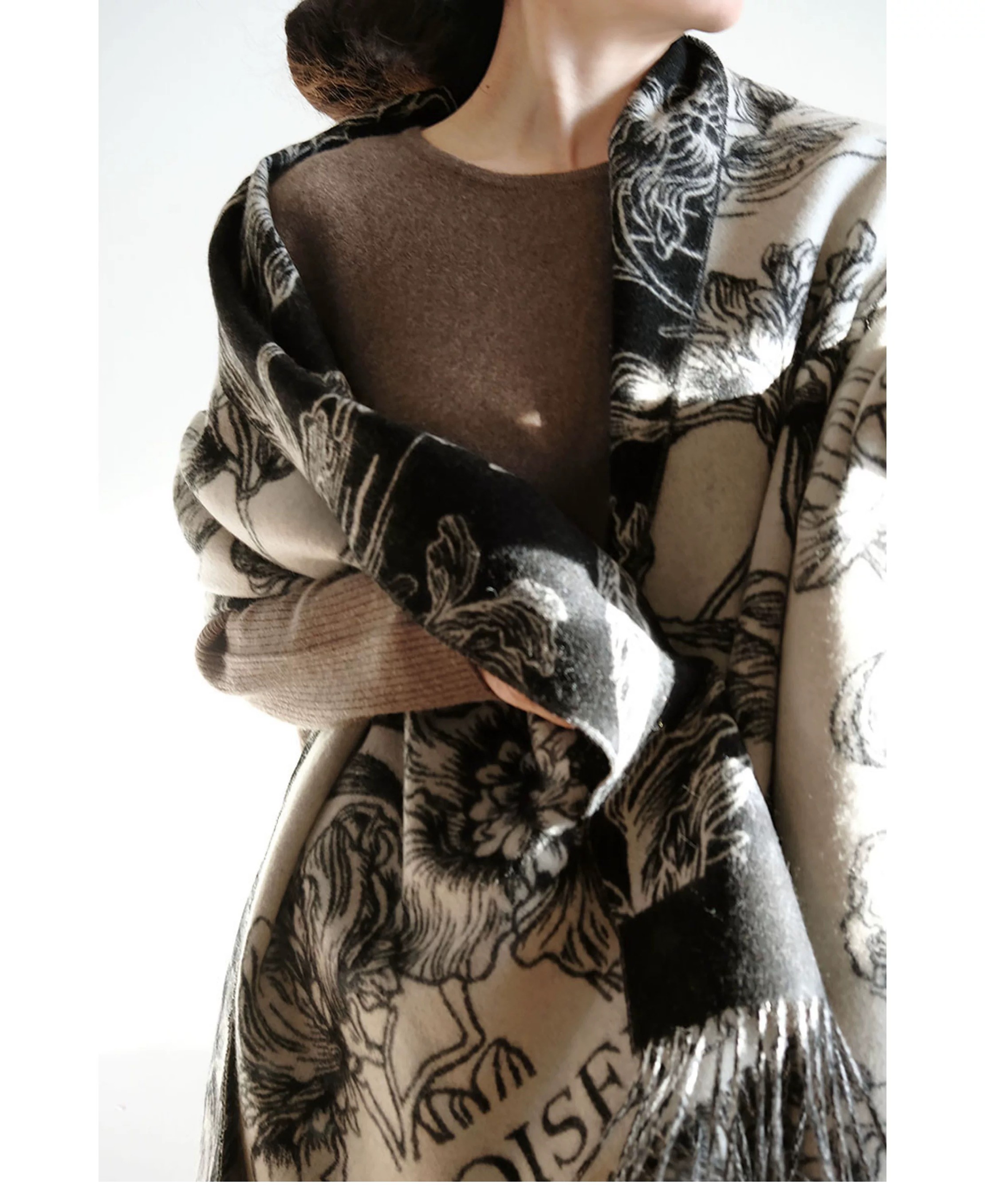 【代拍链接】内蒙古双面欧美羊绒围巾披肩围巾保暖简约针织时尚百搭