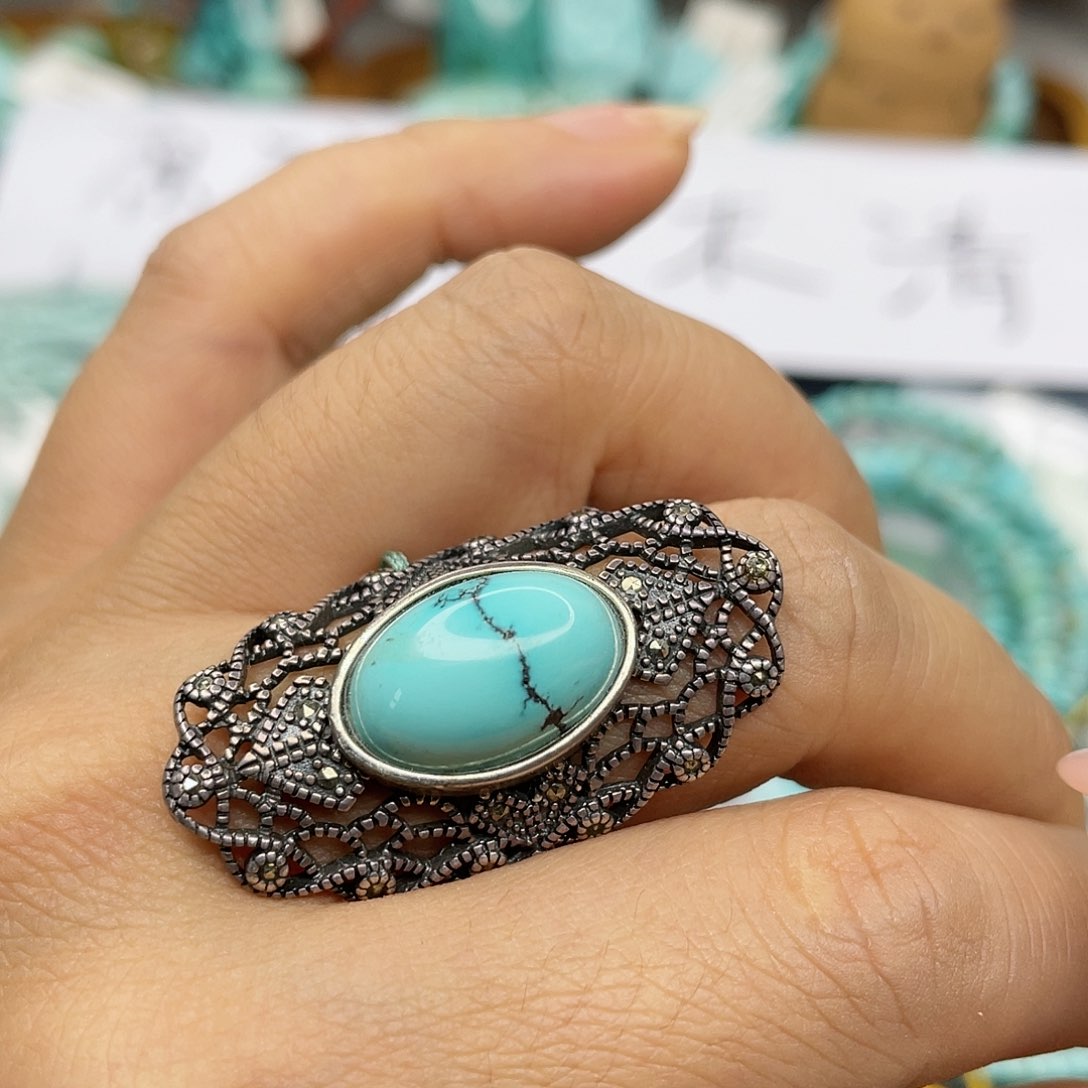 绿松石珠宝奇石银S925镶嵌